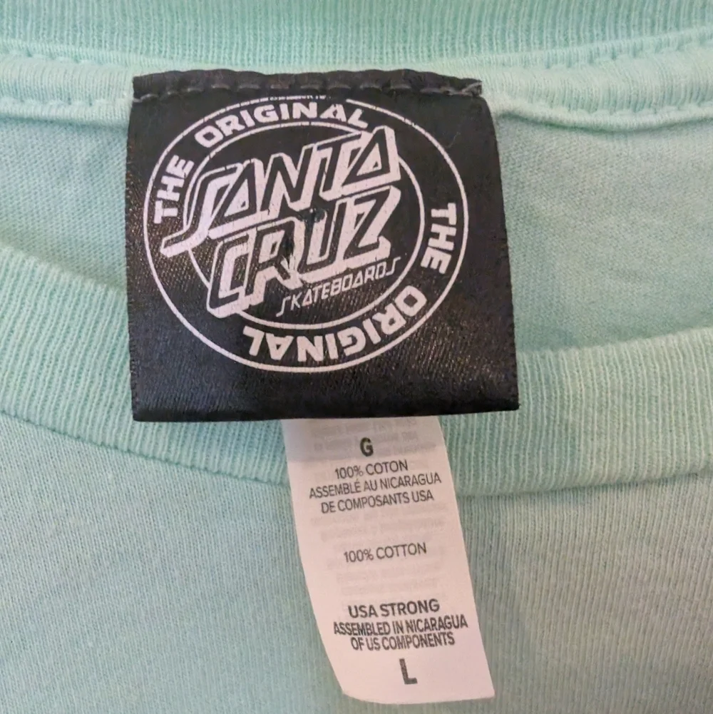 Santa Cruz Skateboards Graphic T-Shirt Mint Green Triangle Logo Size L EUC - Picture 3 of 4